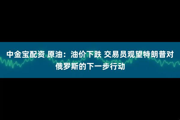 中金宝配资 原油：油价下跌 交易员观望特朗普对俄罗斯的下一步行动